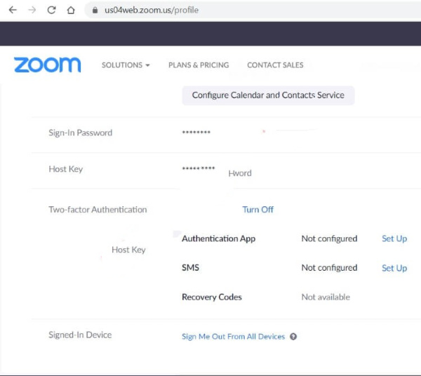 zoom turn off two-factor authentication