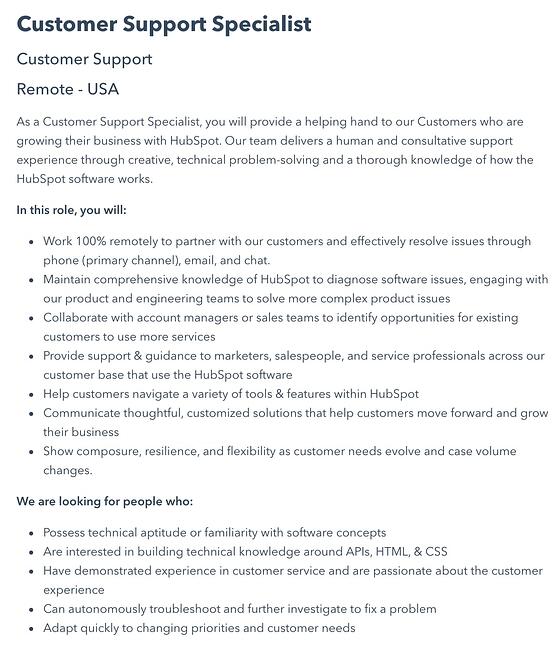 HubSpot Customer Support Specialist